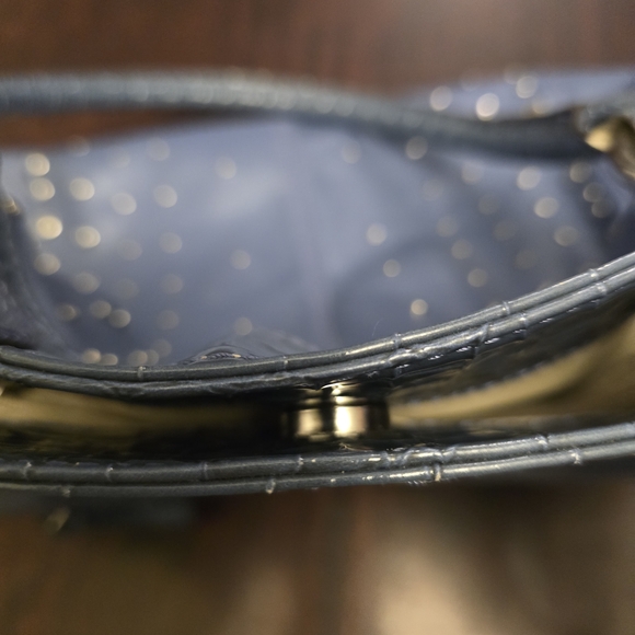 Genna De Rossi Shoulder Bag Purse Light Blue Faux Leather Studded Tote Large - Picture 12 of 12